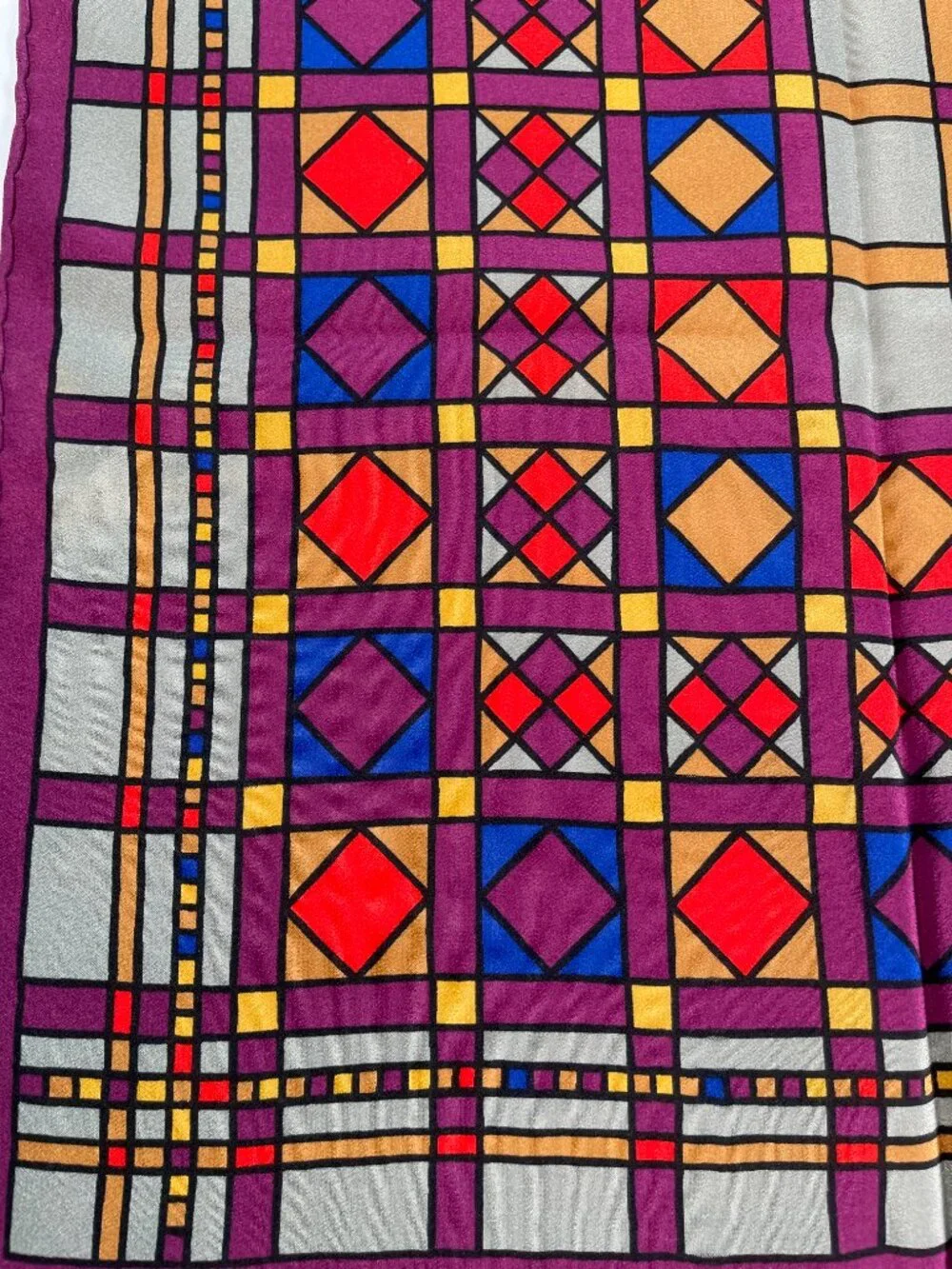 Vintage Christian Dior Silk Scarf Geometric Pattern - Picture 8 of 15